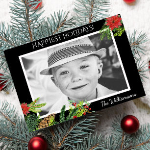 Feestelijke vintage kerstbotanicals vakantiefoto feestdagenkaart