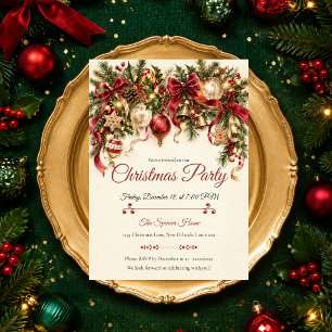Feestelijke Vintage Kerstfeest Kaart