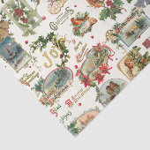 Feestelijke vintage Kerstgroeten Collage-Ecru Tissuepapier (Detail)