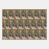 Feestelijke vintage kerstkinderen inpakpapier vel (Voorkant)