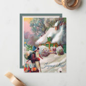 feestelijke vintage Kerstman Kerstvakantie Notitiekaartje (Voorkant / Achterkant in situ)