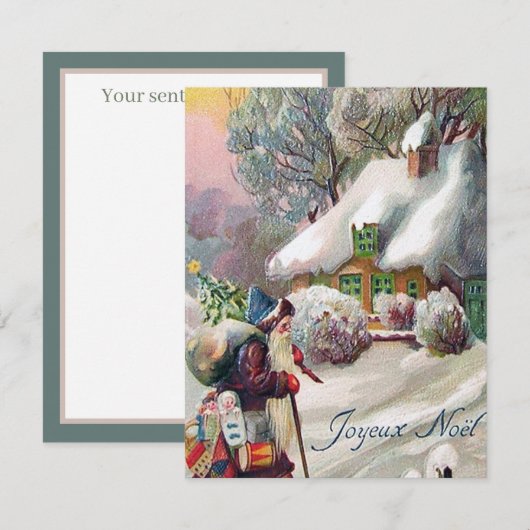 feestelijke vintage Kerstman Kerstvakantie Notitiekaartje (Voorkant / Achterkant)