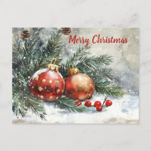 Feestelijke Vintage Kerstscène Briefkaart