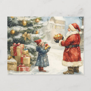 Feestelijke Vintage Kerstscène Briefkaart