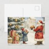 Feestelijke Vintage Kerstscène Briefkaart (Voorkant / Achterkant)