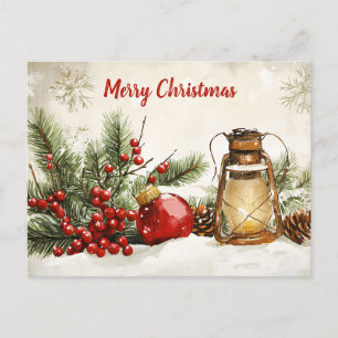 Feestelijke Vintage Kerstscène Briefkaart