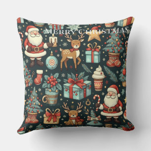 Feestelijke Vintage Kerststof Kussen