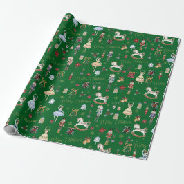 Feestelijke Vintage Notenkraker Prettig Kerstfeest Cadeaupapier