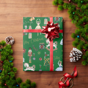 Feestelijke Vintage Notenkraker Vrolijk Kerstfeest Cadeaupapier