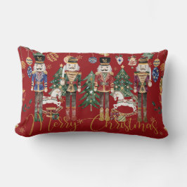 Feestelijke Vintage Notenkraker Vrolijk Kerstmis R Kussen