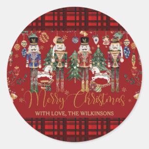 Feestelijke Vintage Notenkraker Vrolijk Kerstmis R Ronde Sticker