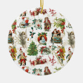 Feestelijke Vintage Retro Kerst Vakantie Keramisch Ornament (Voorkant)