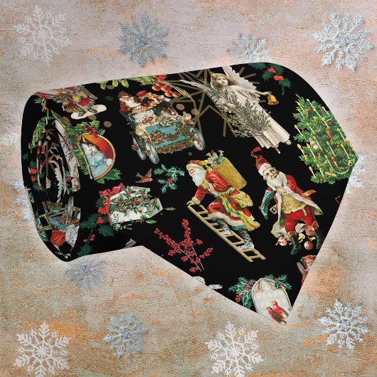 Feestelijke Vintage Retro Kerstpatroon Stropdas