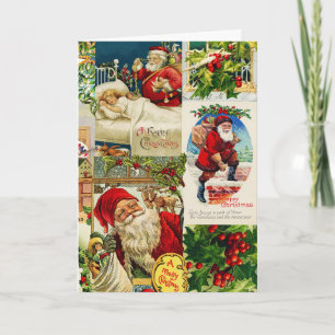 Feestelijke Vintage Victoriaanse Kerstman Speelgoe Kaart