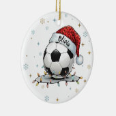 Feestelijke Voetbal Kerst Ontwerp Keramisch Ornament (Rechts)
