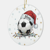 Feestelijke Voetbal Kerst Ontwerp Keramisch Ornament (Links)