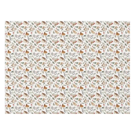 Feestelijke vogel en takje Woodland patroon Tafelkleed (Voorkant (Horizontaal))