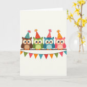Feestelijke Vogels Hoed Kaart (Gele Bloem)