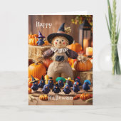 Feestelijke vogelverschrikker en pompoen patch Hal Kaart (Voorkant)