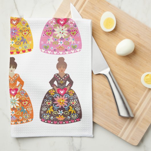 Feestelijke volkskunst dames theedoek (Quarter Fold)