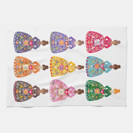 Feestelijke volkskunst dames theedoek (Horizontaal)