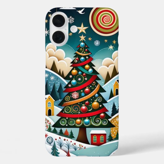 Feestelijke volkskunst kerstboom Case-Mate iPhone case (Achterkant)