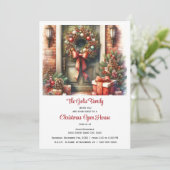 Feestelijke voordeur Kerst Open Huis Kaart (Staand voorkant)