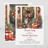 Feestelijke voordeur Kerst open huis Kaart (Voorkant / Achterkant)