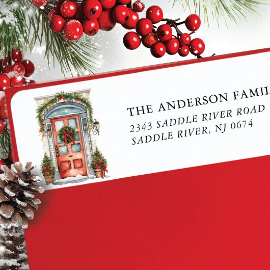 Feestelijke voordeur retouradres etiket