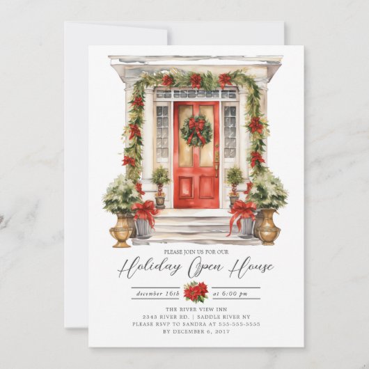 Feestelijke voordeur vakantie open huis kaart (Voorkant)