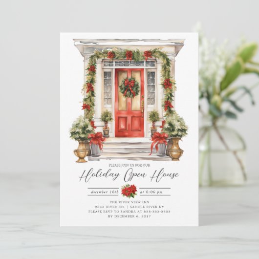 Feestelijke voordeur vakantie open huis kaart (Staand voorkant)