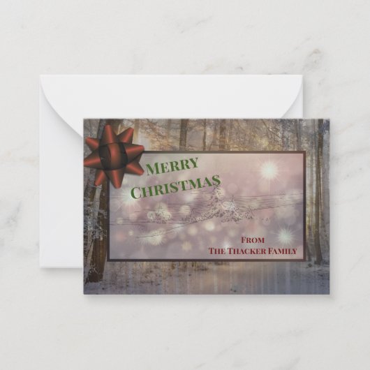 Feestelijke vorst en sprankeling: zonovergoten vak notitiekaartje (Voorkant)