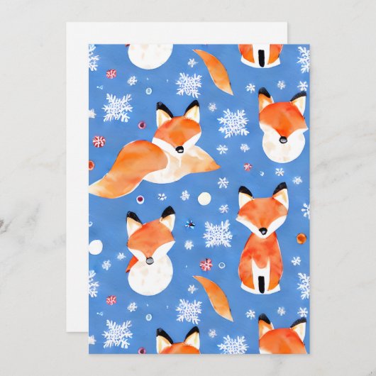 Feestelijke vossen Kerstkaart (Voorkant / Achterkant)