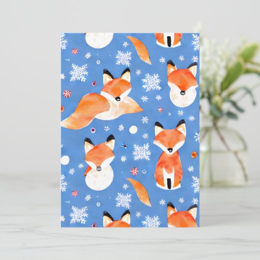 Feestelijke vossen Kerstkaart (Staand voorkant)