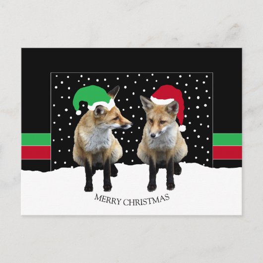 Feestelijke Vossenwelpen Kerstkaart Feestdagenkaart (Voorkant)