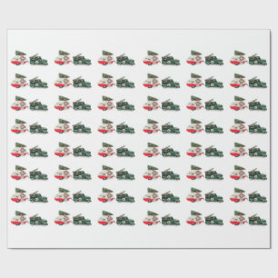 feestelijke vrachtwagen en camper Kerstmis rood en Cadeaupapier
