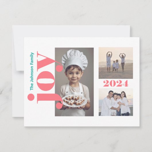 Feestelijke vreugde Bright Christmas Tree 3 Foto Feestdagenkaart (Voorkant)