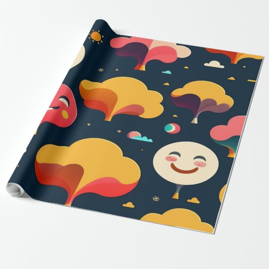Feestelijke vreugde inpakpapier Collectie. (Uitgerold)