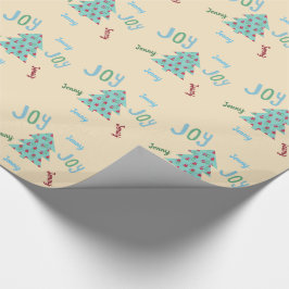 Feestelijke VREUGDE | Naam Turquoise Kerstcadeauve Cadeaupapier