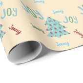 Feestelijke VREUGDE | Naam Turquoise Kerstcadeauve Cadeaupapier (Rol Hoek)