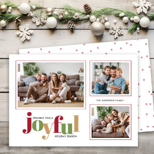 Feestelijke vreugdevolle 3 foto kerst feestdagenkaart