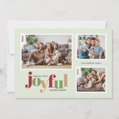 Feestelijke vreugdevolle 3 foto kerst feestdagenkaart (Voorkant)