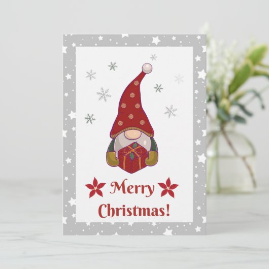 Feestelijke Vrienden - Gnomen Kerstmis Kaart (Staand voorkant)