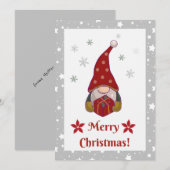 Feestelijke Vrienden - Gnomen Kerstmis Kaart (Voorkant / Achterkant)