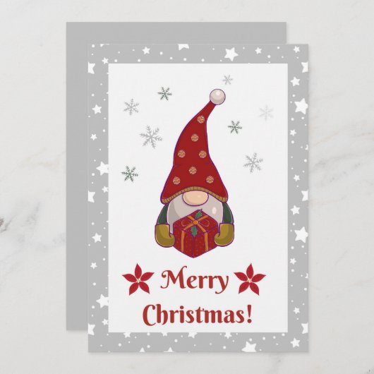 Feestelijke Vrienden - Gnomen Kerstmis Kaart (Voorkant / Achterkant)