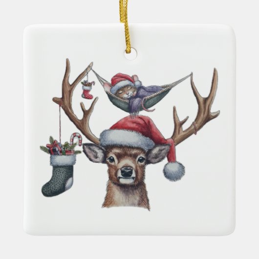 Feestelijke vrienden keramisch ornament (Voorkant)