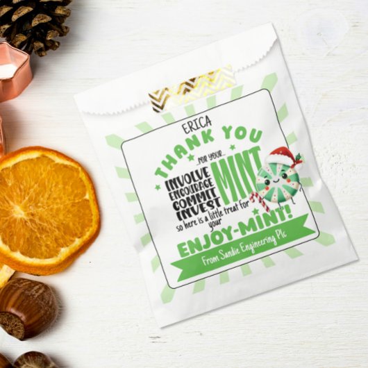 Feestelijke vrijwilliger dank u Mint Holiday gunst Bedankzakje