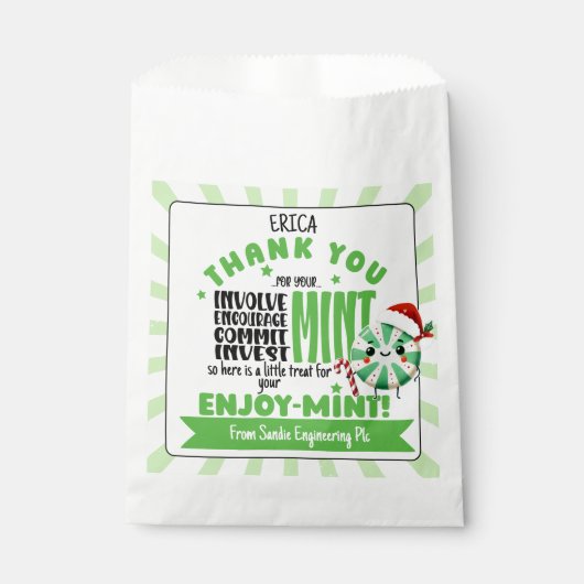 Feestelijke vrijwilliger dank u Mint Holiday gunst Bedankzakje (Voorkant)