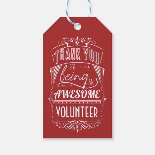 Feestelijke Vrijwilliger Dank u waardering Cadeaulabel (Voorkant)