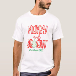 Feestelijke Vrolijk en Heldere Kerstboom Rood Groe T-shirt